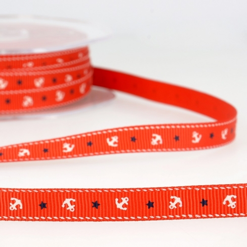 Stephanoise Anchors & Stars Ribbon Red