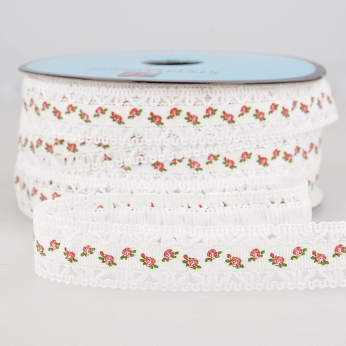 Stephanoise Floral Lace Trim White