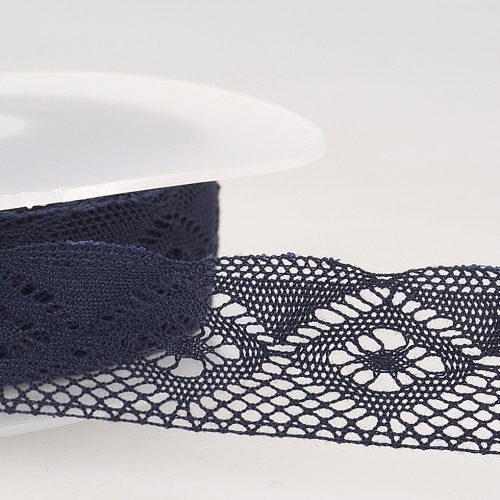 Stephanoise Cotton Lace Trim Navy Blue