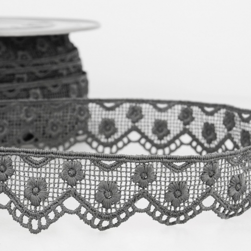 Stephanoise Guipure Lace Trim Dark Grey