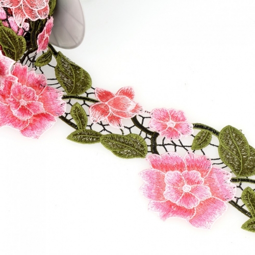 Stephanoise Guipure Lace Trim Pink