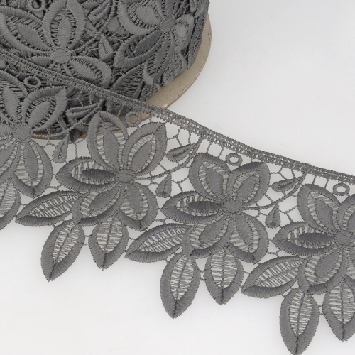Stephanoise Guipure Lace Trim Anthracite Grey