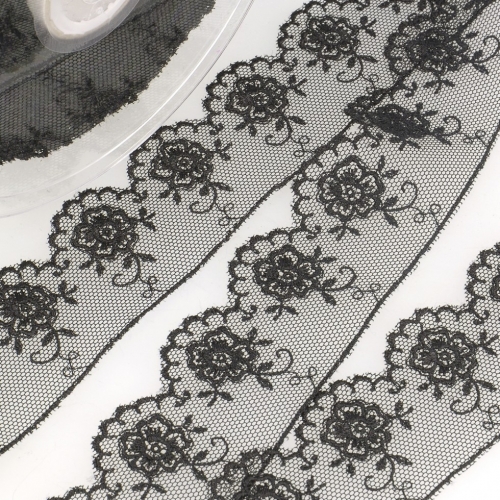 Stephanoise Valenciennes Lace Trim Black