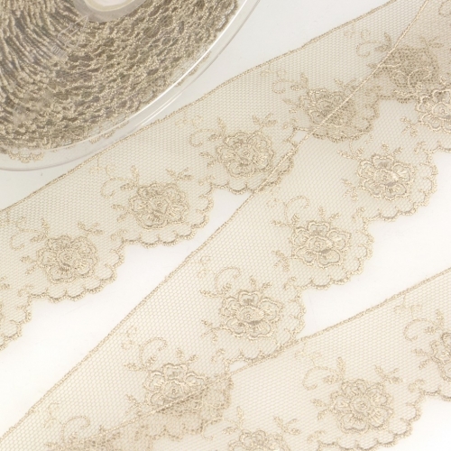 Stephanoise Valenciennes Lace Trim Ash