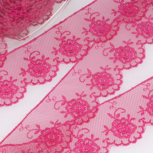 Stephanoise Valenciennes Lace Trim Fuchsia Pink