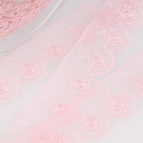 Stephanoise Valenciennes Lace Trim Pink