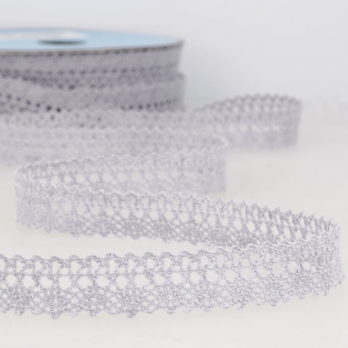 Stephanoise Cotton Lace Trim Grey