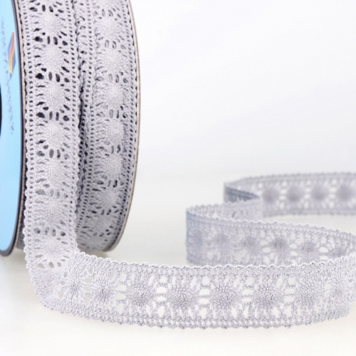 Stephanoise Cotton Lace Trim Grey
