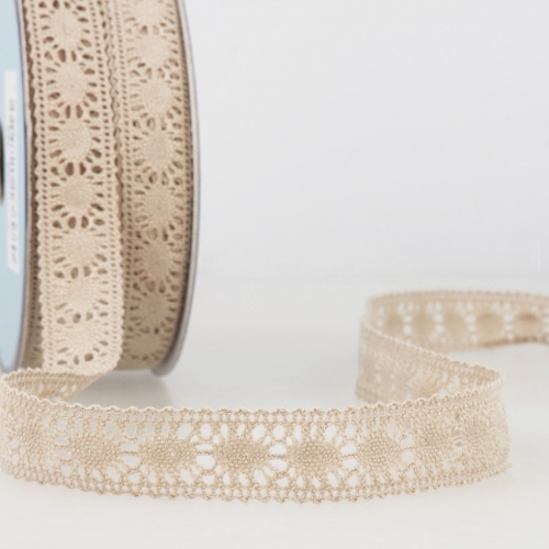 Stephanoise Cotton Lace Trim Beige