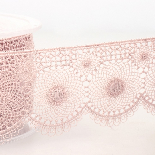 Stephanoise Embroidery Tulle Lace Trim Light Pink