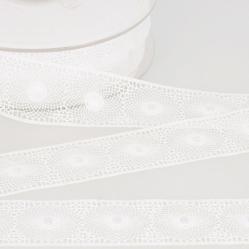 Stephanoise Embroidery Tulle Lace Trim White