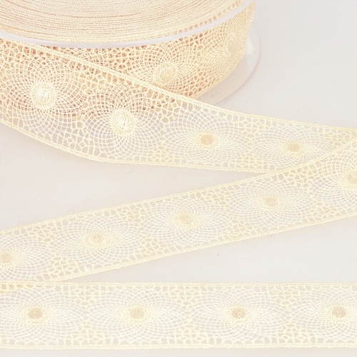 Stephanoise Embroidery Tulle Lace Trim Beige