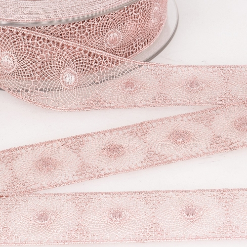 Stephanoise Embroidery Tulle Lace Trim Antique Pink