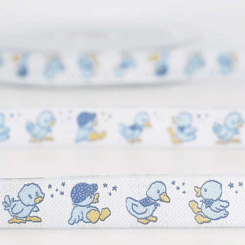 Stephanoise Ducks Jacquard Ribbon Light Blue