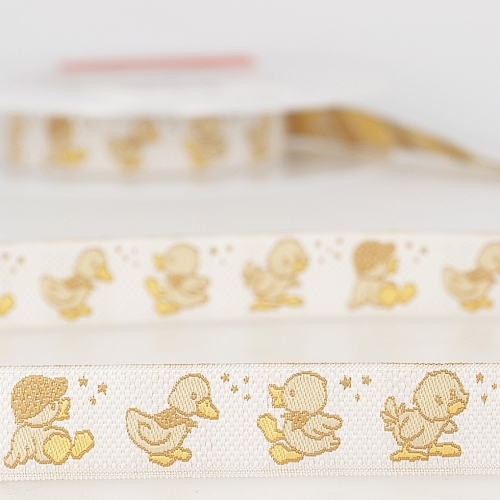 Stephanoise Ducks Jacquard Ribbon Ivory