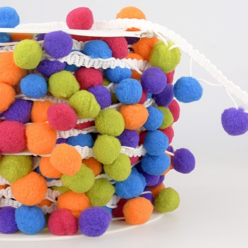 Stephanoise Pom Pom Trim White Multi