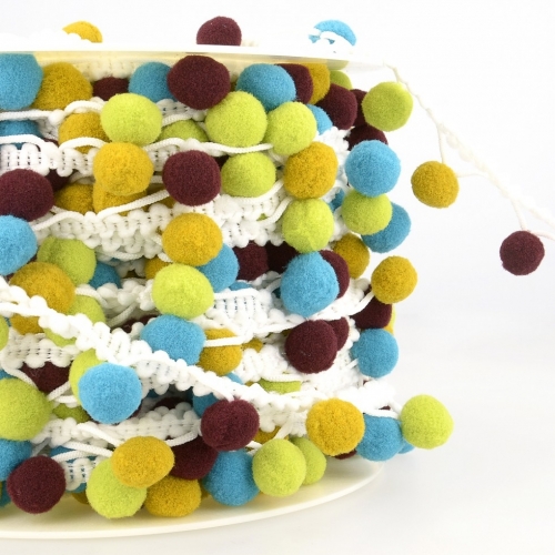 Stephanoise Pom Pom Trim White Multi
