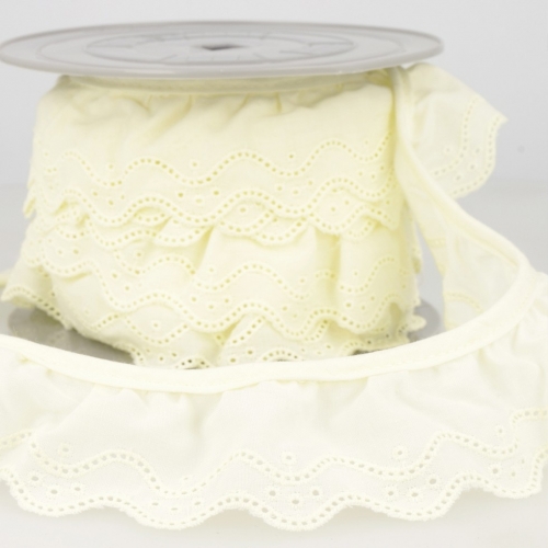 Stephanoise Eyelet Gathered Lace Trim Straw Yellow