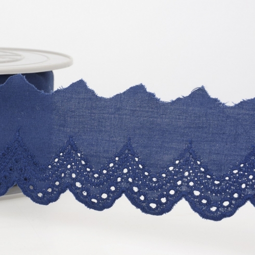 Stephanoise Eyelet Lace Trim Navy Blue