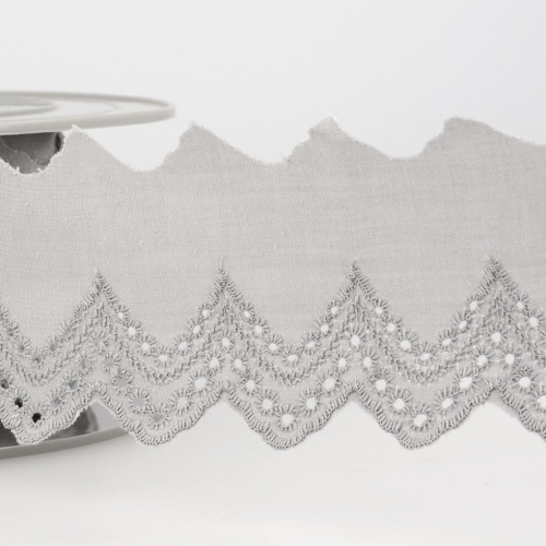 Stephanoise Eyelet Lace Trim Light Grey