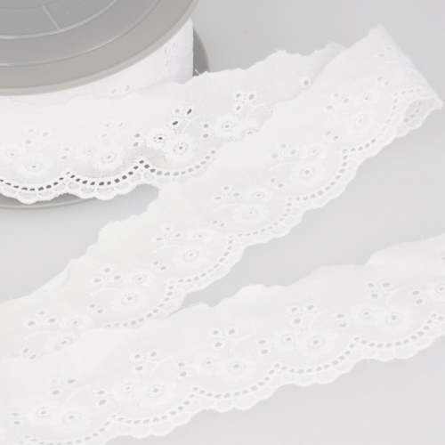 Stephanoise Eyelet Lace Trim White