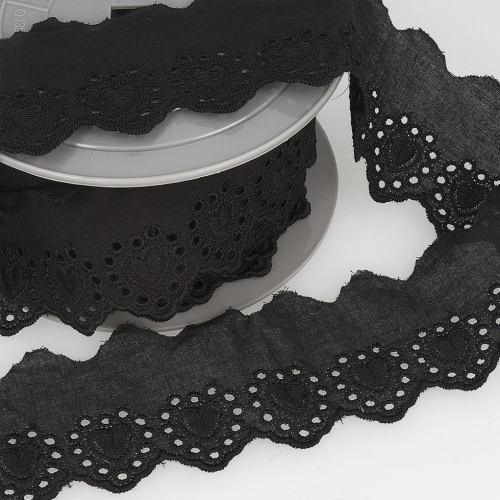 Stephanoise Eyelet Lace Trim Black