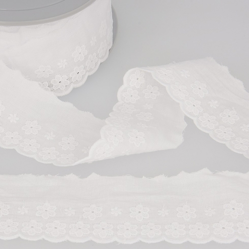 Stephanoise Eyelet Lace Trim White