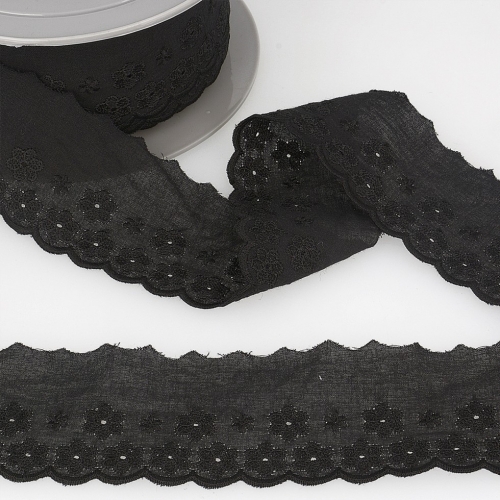 Stephanoise Eyelet Lace Trim Black