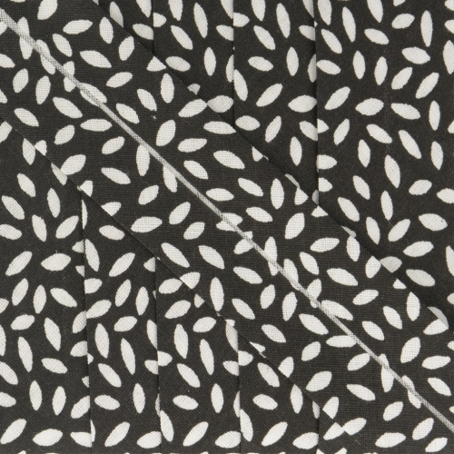 Stephanoise Leaves Bias Binding Tape Black