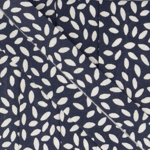 Stephanoise Leaves Bias Binding Tape Navy Blue
