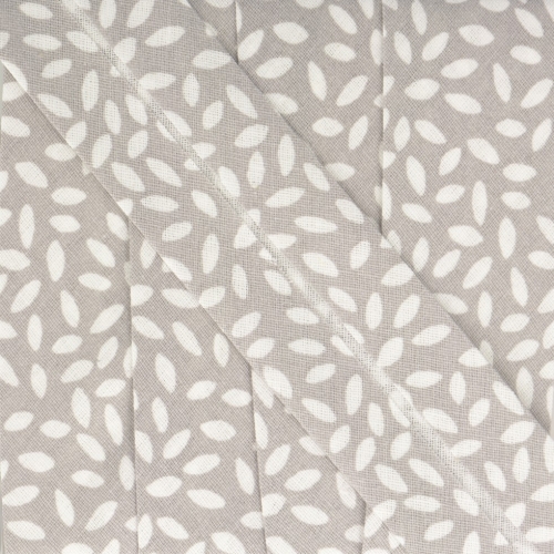 Stephanoise Leaves Bias Binding Tape Light Grey