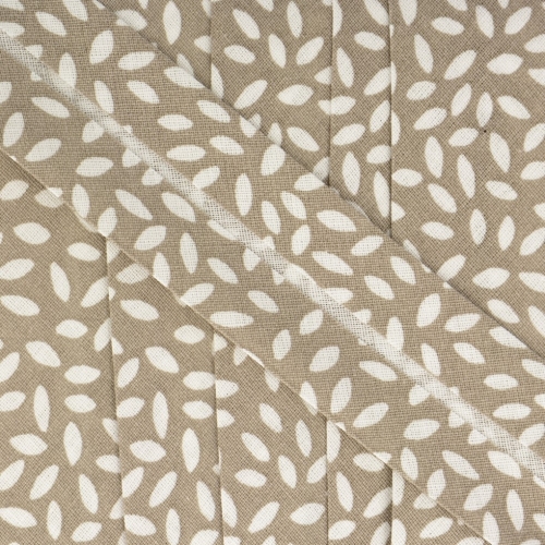 Stephanoise Leaves Bias Binding Tape Taupe