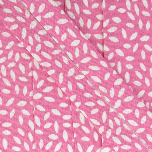 Stephanoise Leaves Bias Binding Tape Fuchsia Pink