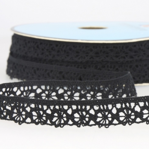 Stephanoise Coloured Lace Trim Black