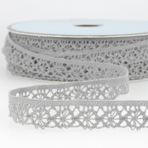 Stephanoise Coloured Lace Trim Grey