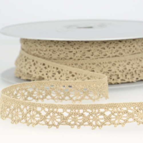 Stephanoise Coloured Lace Trim Dark Beige