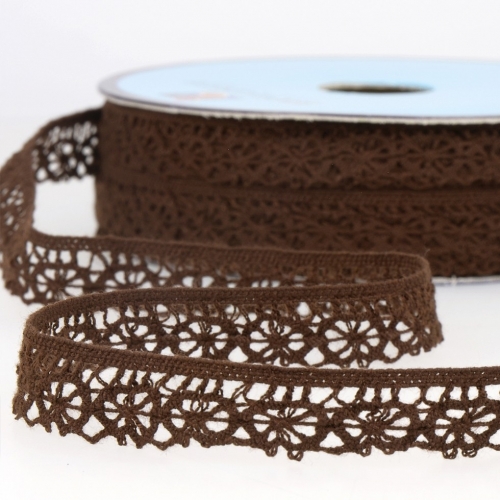 Stephanoise Coloured Lace Trim Coffee Brown