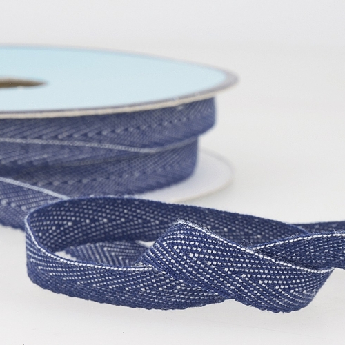 Stephanoise Herringbone Denim Ribbon Light Navy Blue