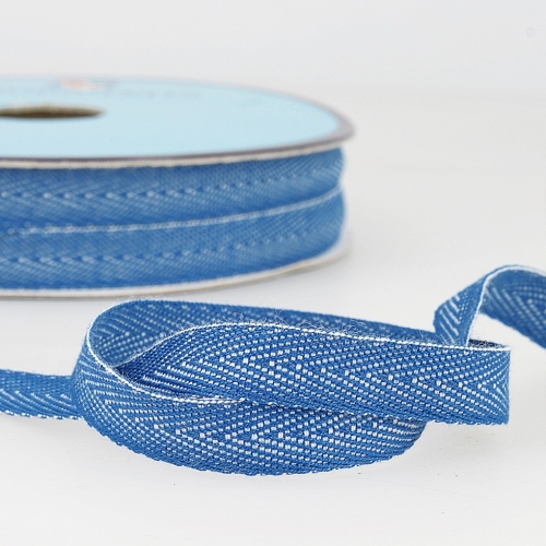 Stephanoise Herringbone Denim Ribbon Royal Blue Denim