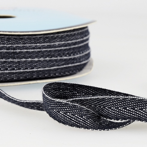 Stephanoise Herringbone Denim Ribbon Dark Blue