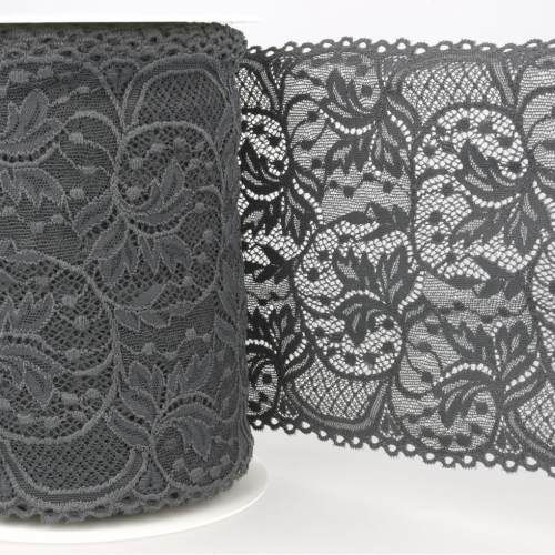 Stephanoise Stretch Lace Trim Grey