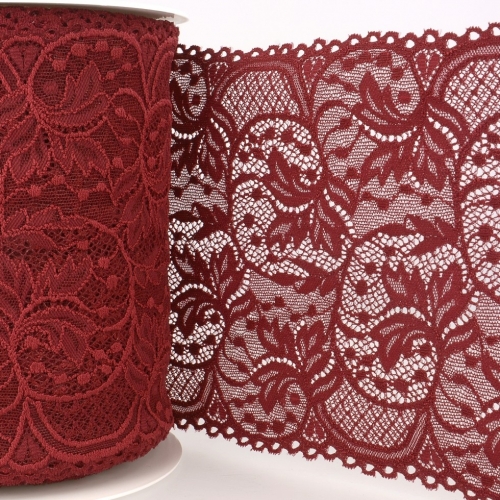 Stephanoise Stretch Lace Trim Burgundy