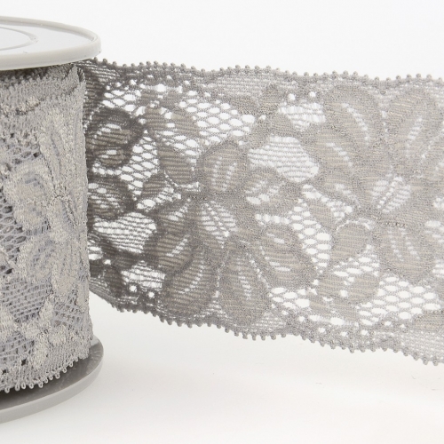 Stephanoise Stretch Lace Trim Grey