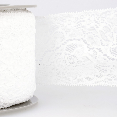 Stephanoise Stretch Lace Trim White