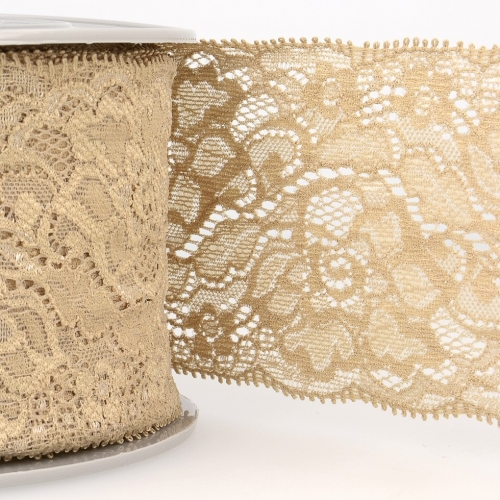 Stephanoise Stretch Lace Trim Mocha Brown