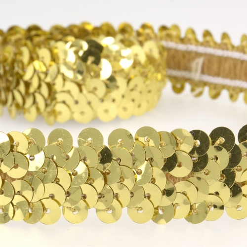 Stephanoise Stretch Sequin Trim Gold