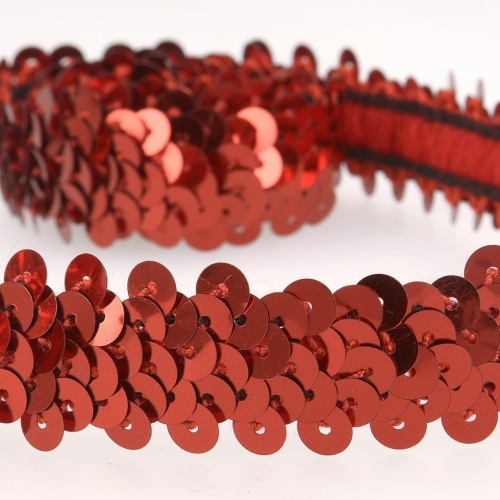 Stephanoise Stretch Sequin Trim Red