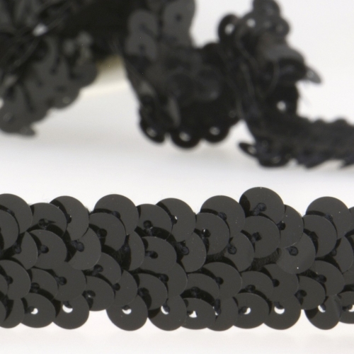 Stephanoise Stretch Sequin Trim Black