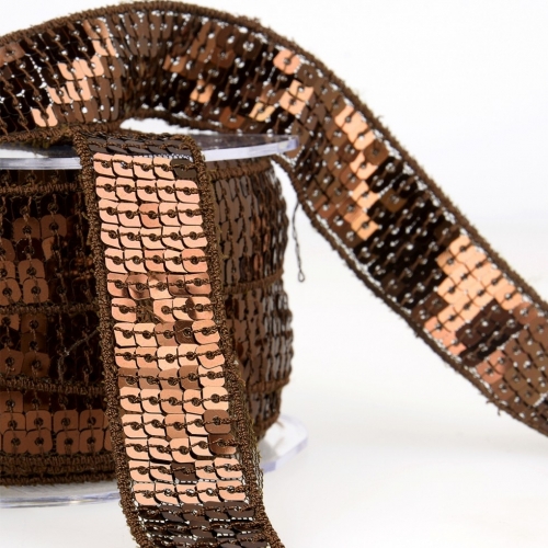 Stephanoise Sequin Trim Chocolate Brown