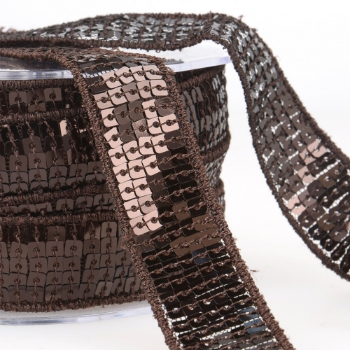 Stephanoise Sequin Trim Coffee Brown